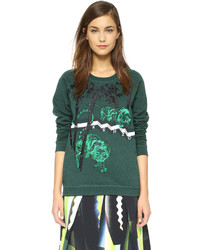 Серый свободный свитер с принтом от Kenzo