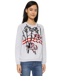 Серый свободный свитер с принтом от Kenzo