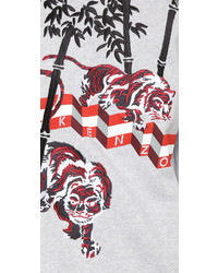 Серый свободный свитер с принтом от Kenzo