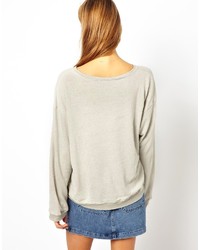 Серый свободный свитер с принтом от Wildfox Couture