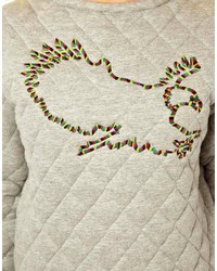 Женский серый стеганый свитер с круглым вырезом от Asos