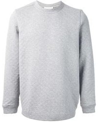 Мужской серый стеганый свитер с круглым вырезом