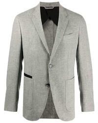 Мужской серый твидовый пиджак с узором "в ёлочку" от Ermenegildo Zegna