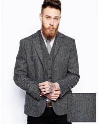 Мужской серый твидовый пиджак от Asos