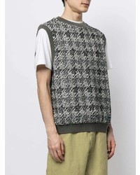 Мужской серый трикотажный жилет с принтом от Coohem