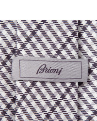 Серый хлопковый нагрудный платок в шотландскую клетку от Brioni