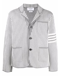 Мужской серый хлопковый пиджак в вертикальную полоску от Thom Browne