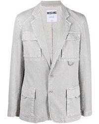 Мужской серый хлопковый пиджак от Moschino