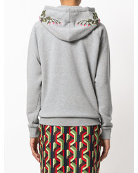 Женский серый худи с вышивкой от Gucci