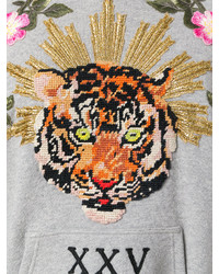 Женский серый худи с вышивкой от Gucci