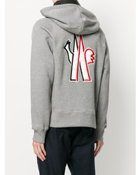 Мужской серый худи с вышивкой от MONCLER GRENOBLE