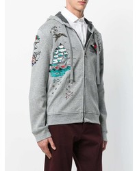 Мужской серый худи с вышивкой от Valentino