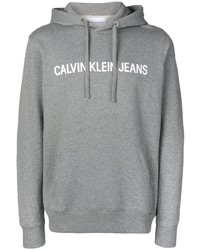 Мужской серый худи с принтом от Calvin Klein Jeans