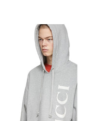 Мужской серый худи с принтом от Gucci