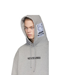 Мужской серый худи с принтом от Vetements