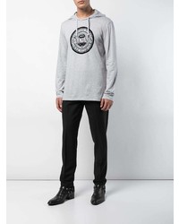 Мужской серый худи с принтом от Balmain