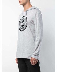 Мужской серый худи с принтом от Balmain