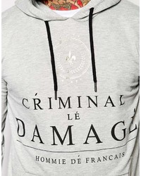 Мужской серый худи с принтом от Criminal Damage