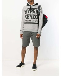 Мужской серый худи с принтом от Kenzo