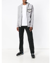 Мужской серый худи с принтом от Balmain