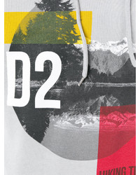 Мужской серый худи с принтом от DSQUARED2