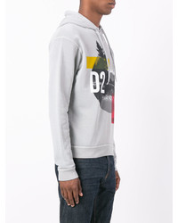 Мужской серый худи с принтом от DSQUARED2