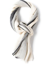 Мужской серый шарф в вертикальную полоску от Bottega Veneta