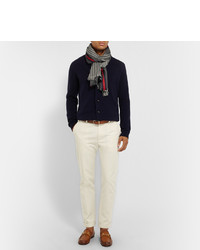 Мужской серый шарф в вертикальную полоску от Gucci