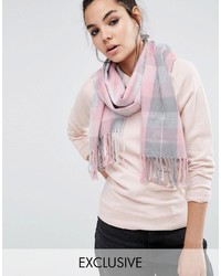 Женский серый шарф в шотландскую клетку от Reclaimed Vintage
