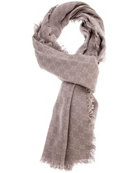 Женский серый шарф с геометрическим рисунком от Gucci