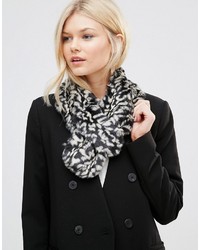 Женский серый шарф с леопардовым принтом