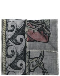 Мужской серый шарф с принтом от Faliero Sarti