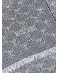 Мужской серый шарф с принтом от Moschino