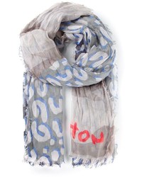 Женский серый шарф с принтом от Louis Vuitton