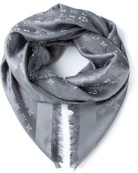 Женский серый шарф с принтом от Louis Vuitton