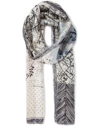 Женский серый шарф с принтом от Pierre Louis Mascia