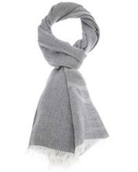 Мужской серый шарф с узором "в ёлочку" от Bottega Veneta