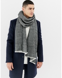 Мужской серый шарф с узором "в ёлочку" от Burton Menswear