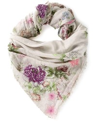 Женский серый шарф с цветочным принтом от Faliero Sarti