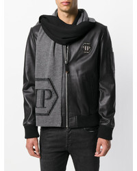 Мужской серый шарф от Philipp Plein