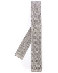 Серый шелковый вязаный галстук