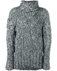 Женский серый шелковый вязаный свитер от Ann Demeulemeester