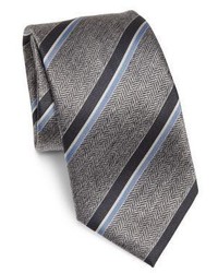 Серый шелковый галстук в горизонтальную полоску