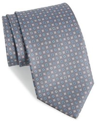 Серый шелковый галстук с геометрическим рисунком