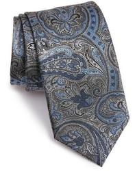 Серый шелковый галстук с "огурцами"
