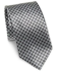 Серый шелковый галстук с принтом
