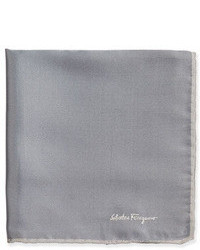 Серый шелковый нагрудный платок