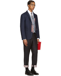 Мужской серый шелковый плетеный галстук от Thom Browne