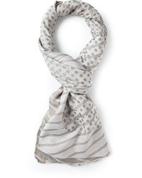 Мужской серый шелковый шарф в горошек от Paul Smith