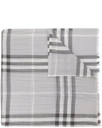 Серый шелковый шарф в клетку